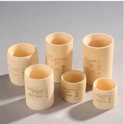 Бамбуковая чашка натуральная бамбуковая чайная чашка для воды без краски карбонизированный Бамбук чашка бамбуковый, для вина набор