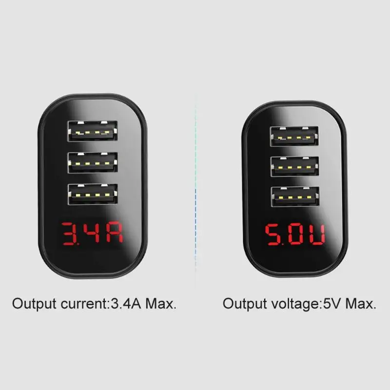 Baseus 3 порта USB ЗУ для мобильного телефона с европейской вилкой 3.4A светодиодный дисплей многопортовый Быстрая зарядка дорожное настенное зарядное устройство для samsung Xiaomi