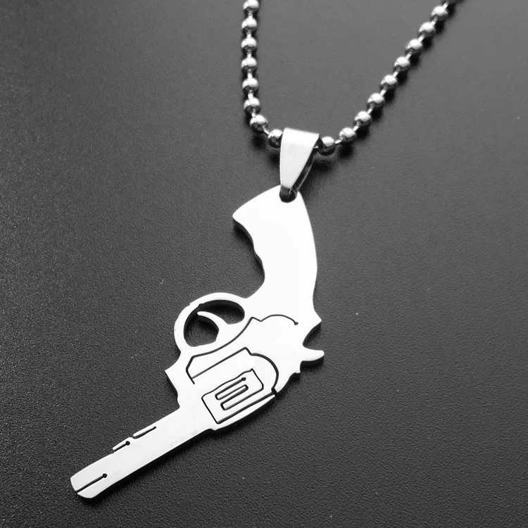 10 Stainless Steel Revolver Pistol Necklace Guns Movie Character Zorro Weapon Men Jewelry | Украшения и аксессуары