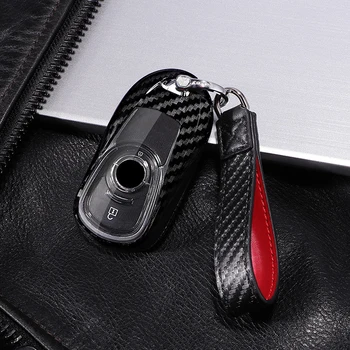 

Scratchproof Carbon fiber+PC Car Key Cover Case For OPEL Astra Buick ENCORE ENVISION NEW LACROSS Auto Key Shell Protection chain