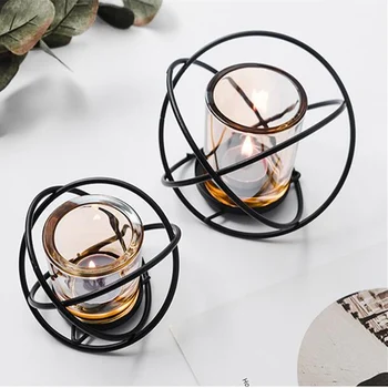 

Nordic style iron candle holder 3D Geometric candlestick stand rack matching Tealight Home Ornaments metal crafts