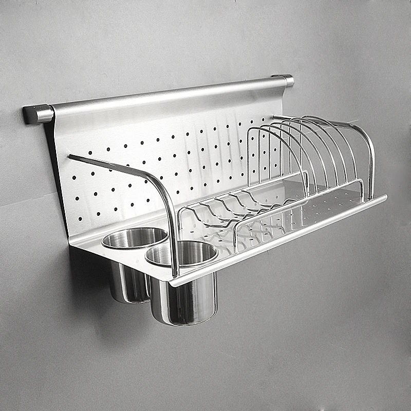  Kitchen stainless steel plate rack plate drain shelf multi-purpose kitchen storage rack chopsticks  - 32875726229