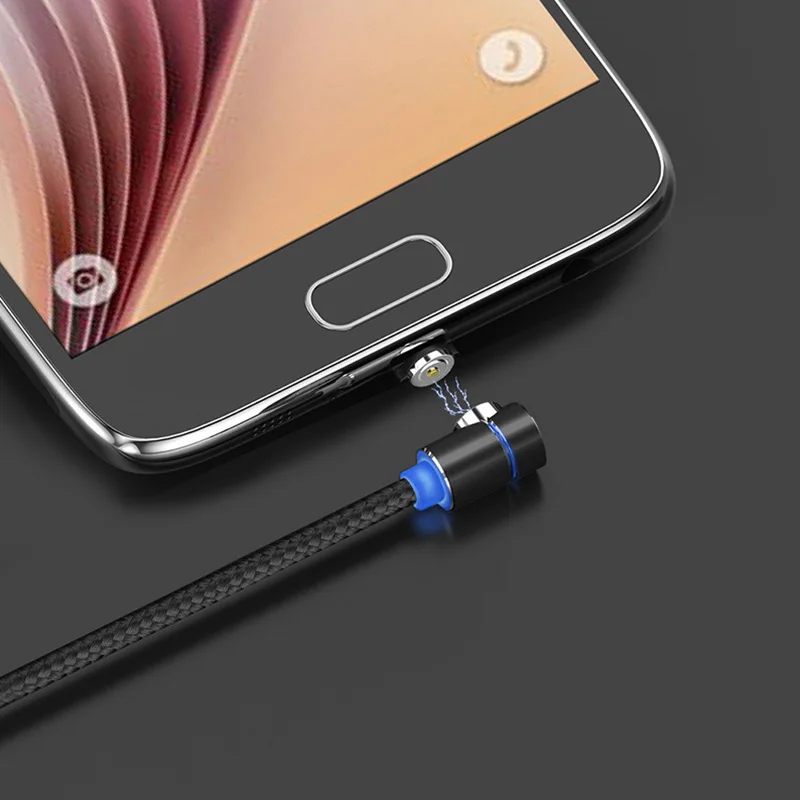 

FFFAS 1m Ell 90 Degrees Magnetic Usb Cable Type C Micro Usb Magnet Cable 2.4A Charger Adapter for Apple Iphone Huawei Samsung
