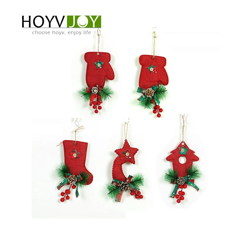 

HOYVJOY 1PCS DIY Red Christmas Wooden Pendants Ornaments For Xmas Tree Ornaments Christmas Party Decorations Kids Gift
