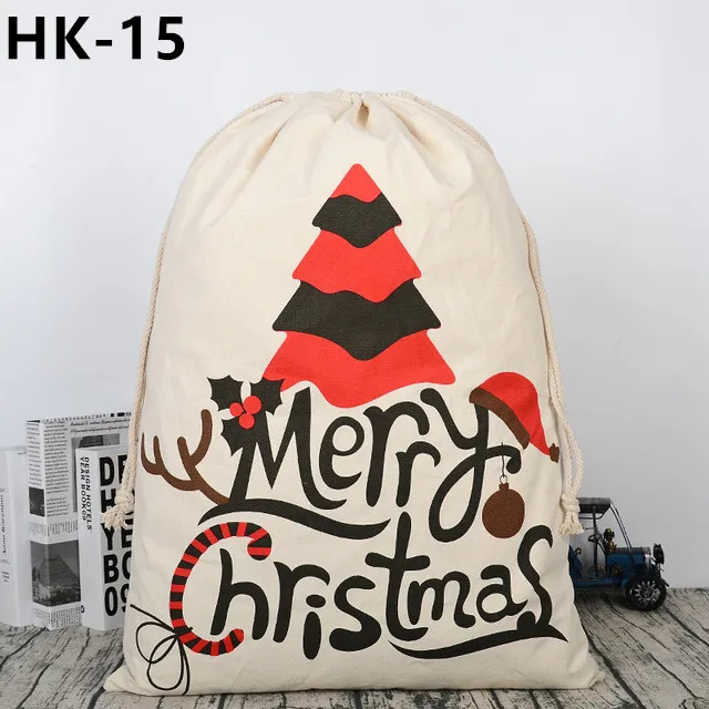 Новые рождественские мешки 1 шт. Санта мешок на завязках вечерние мешок Санты Холщовая Сумка горячая Распродажа подарок Санта-Клауса мешок дети украшение дома - Цвет: HK-15Santa Sacks