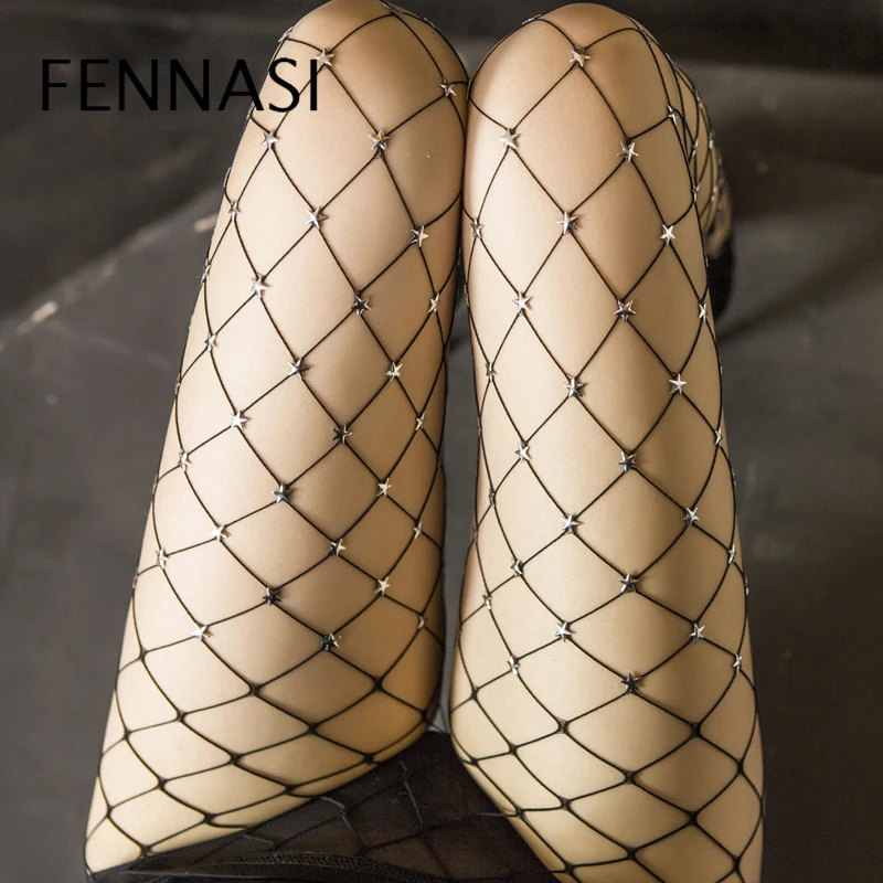 FENNASI весенние сексуальные женские колготки тонкие со звездами блестящие