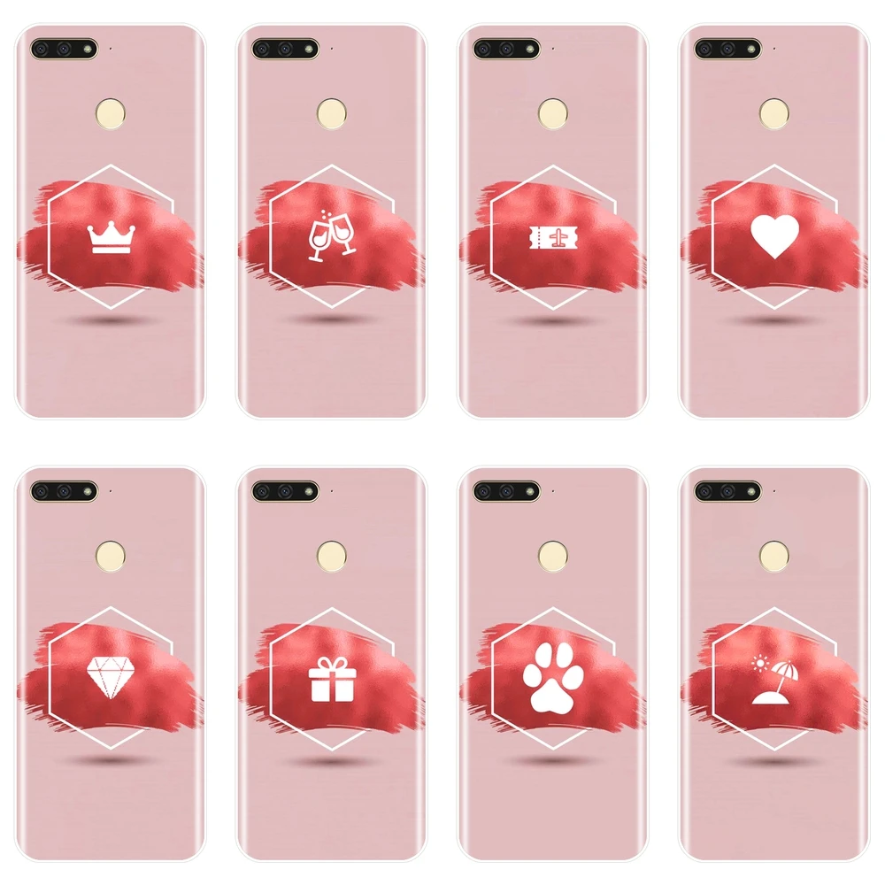 Задняя крышка для Huawei Y5 Y6 Y7 Prime 2017 2018 Y9 2019 Y3 II Pro розовый сердце самолет королева