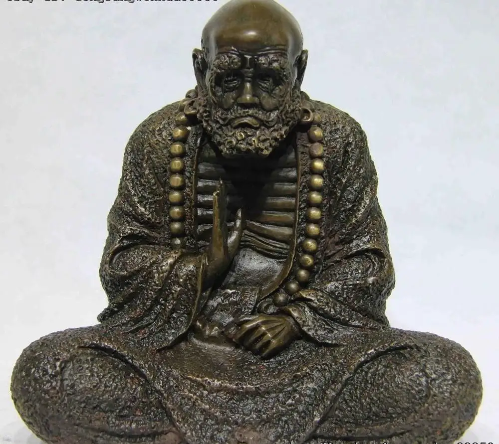 Китайский буддистский бронзовый медный Damour DaMo Bodhidharma Dharma Arhat статуя Будды | Дом и