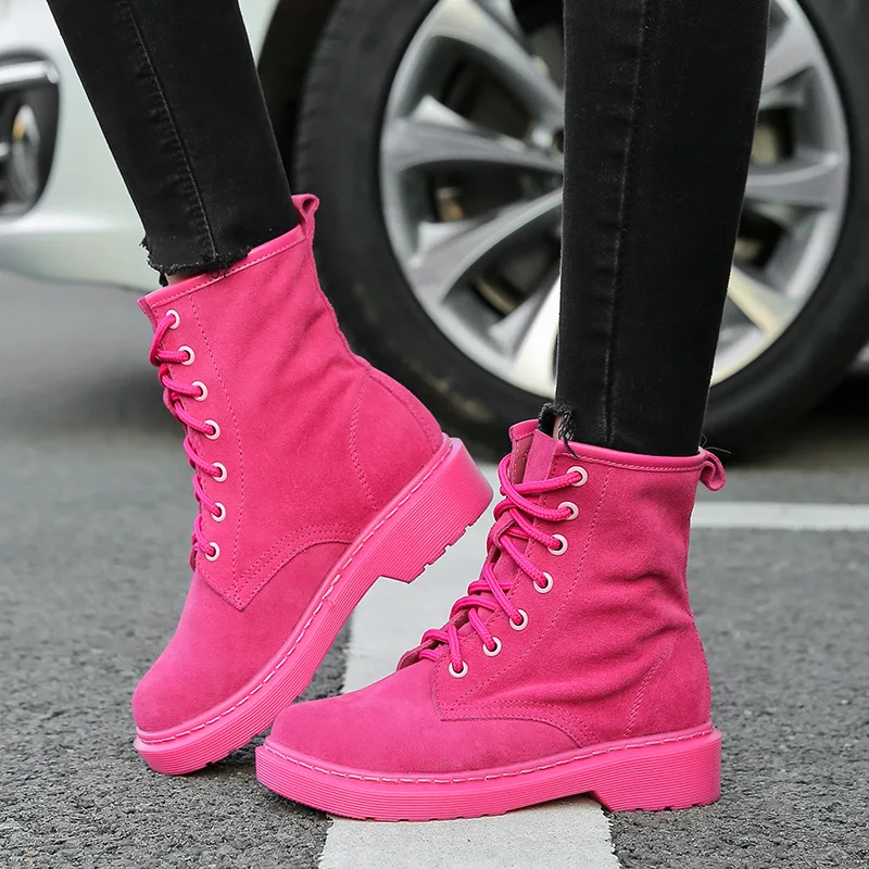 

Autumn and winter 2017 new leather British wind Martin boots female fashion tie high to help big size women boots