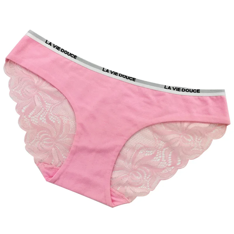 

Fashion Women Girl High Quality Cotton Low Waist Underwear Intimates Lace Panties Sexy Cotton Underwear Ladies Letter Belt Bri
