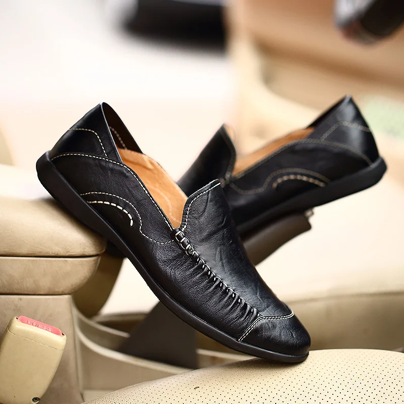Haute Mode Homme Appartements D'affaires 2019 Confortables Mocassins Noir En Brown Qualité Véritable dark Mycolen Cuir Luxe De Pour light Brown Hommes Chaussures fb6gy7