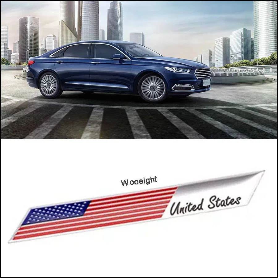 3D Aluminum USA United States American Flag Car Stickers Fender Trunk Emblem Badge For Audi A4 BMW VW Alfa Toyota Camry (2)
