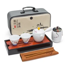 Цзиндэчжэнь ручной росписью Селадон росписью золотом до середины голени, с пряжкой, керамика Кунг фу Чайный набор чаш для Подарочная коробка чая