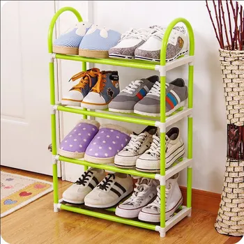 

Simple 4 layers Shoe Rack Plastic parts Steel Pipe Shoes Shelf Easy Assembled Storage Organizer Stand Living Room Furniture