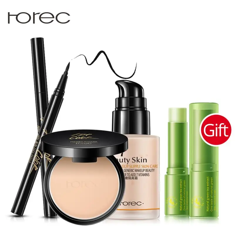 

ROREC Makup Tool Kit 4 PCS Make up Cosmetics Including Mineral Pressed Face Powder Concealer Lipstick With BB Cream Eyeliner Set