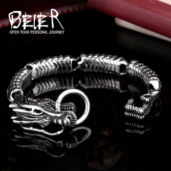 

Beier new store 316L Stainless Steel bracelet Punk domineering dragon Chain men Bracelets Bangles Fashion Jewelry LLBC8-001R