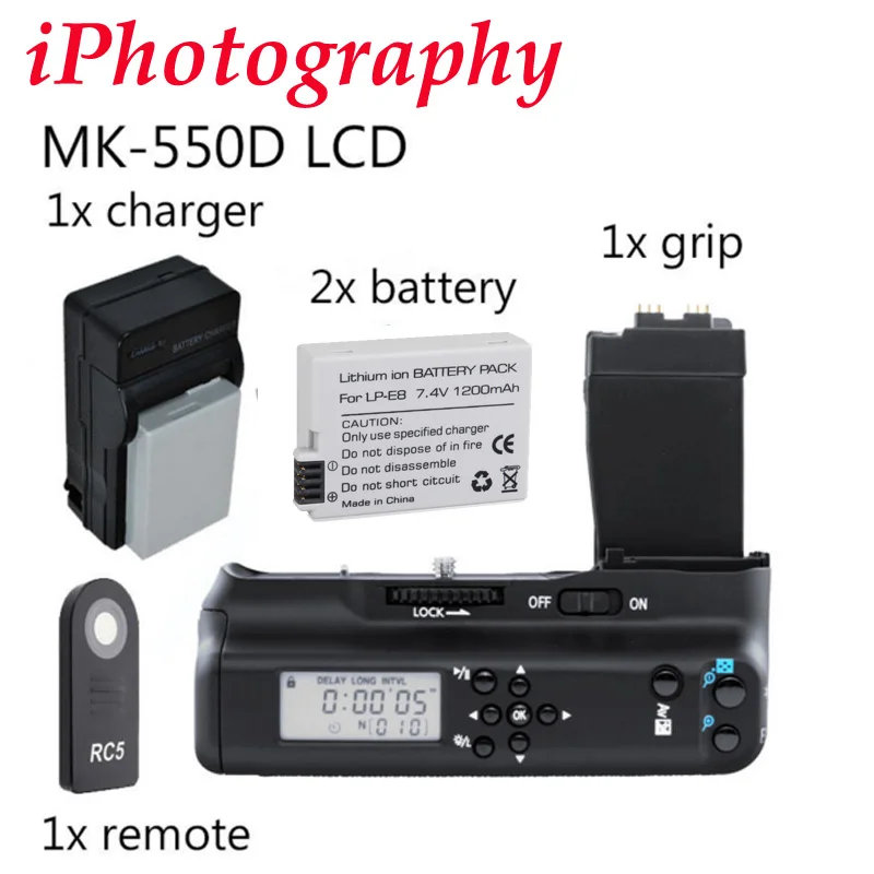 Meike MK-550DL батарейный блок с ЖК-дисплеем для Canon 550D 600D 650D 700D BG-E8 + 2x LP-E8 батарея |