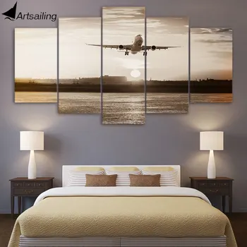 

HD Printed 5 Piece Canvas Art Airplane Canvas Painting Retro Wall Pictures for Living Room Home Decor Free Shipping CU-3215B