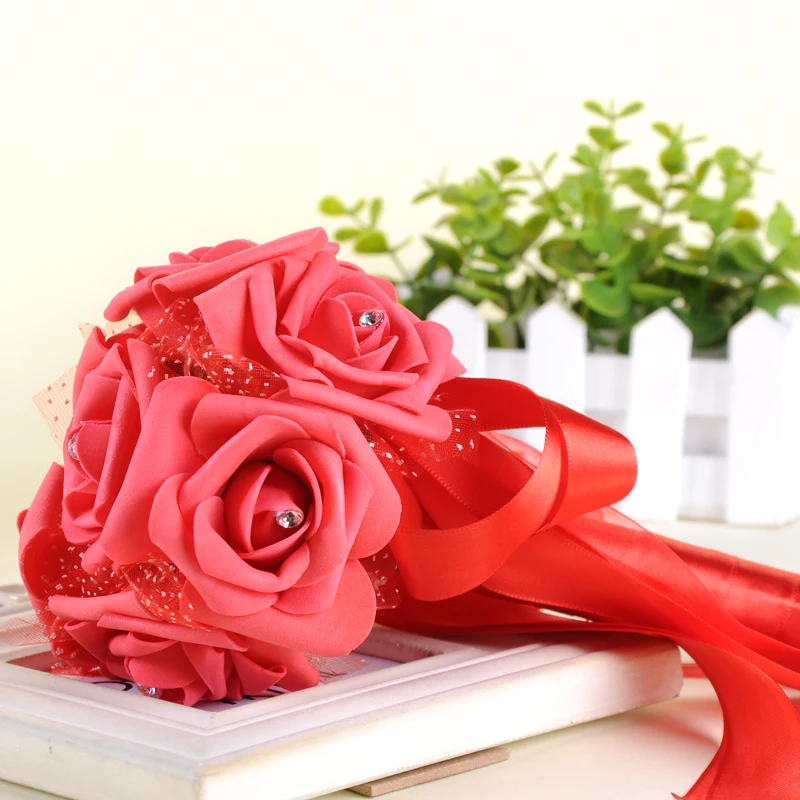 Маленький цветок девушка букеты для свадьбы красивый хрустальный атласная роза Свадебные букеты маленьких детей аксессуары для невесты 2019