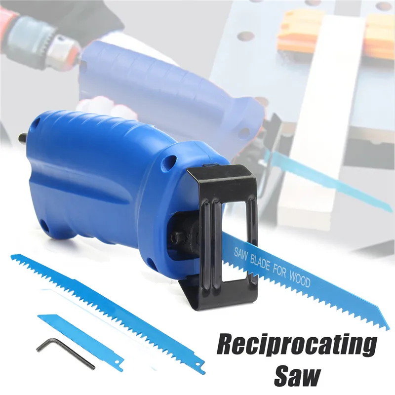 

Reciprocating Saw Attachment Convert Adapter For Cordless Electric Power Drill Cutting Trimming Tool+3 Reciprocating Saw Blades