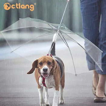 

Small And Medium Dog Cat Traction Transparent Umbrella Walking the dog out Dog Waterproof Poncho