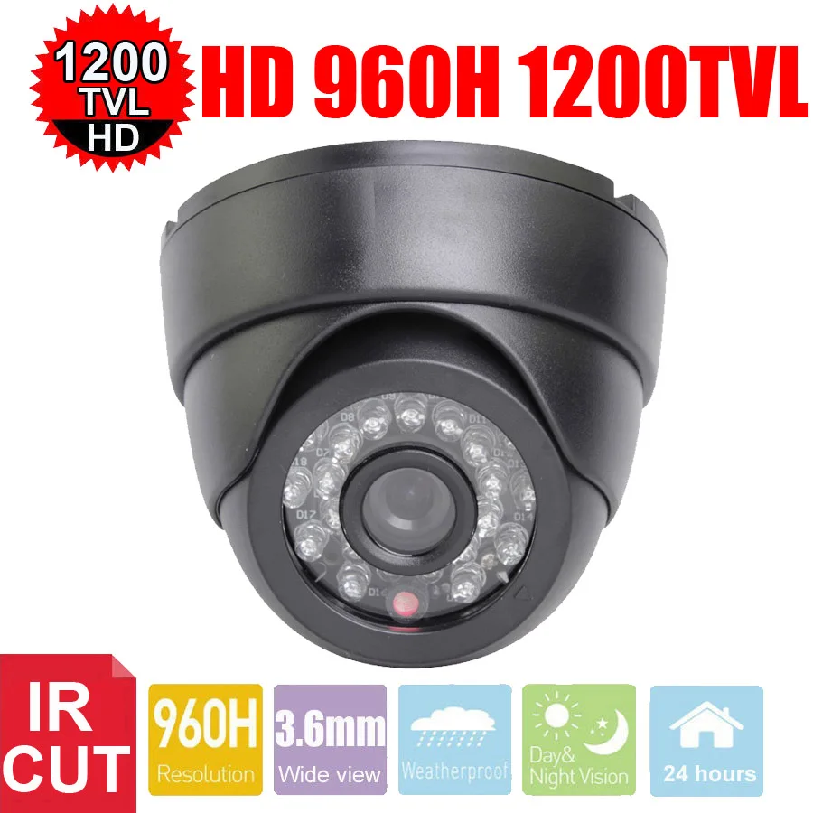 

Vanxse CCTV 1/3 SONY CMOS 960H 1200TVL HD 24pcs IR LEDs IR-CUT 3.6mm Indoor Dome Surveillance Security Camera