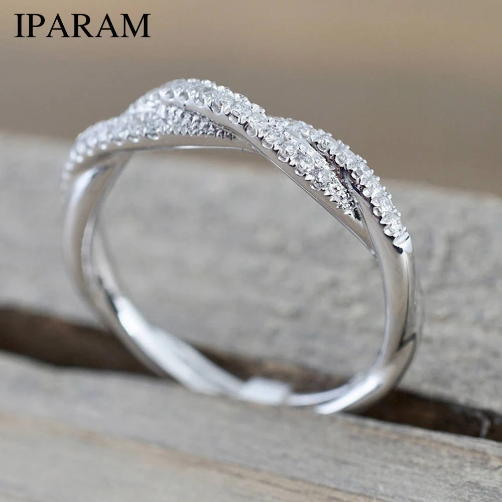 IPARAM Pattern Twisted Rope Hemp Flowers Ring Plating Rose Gold Silver Micro Cubic Zirconia Tail Ring Fashion Women's Jewelry