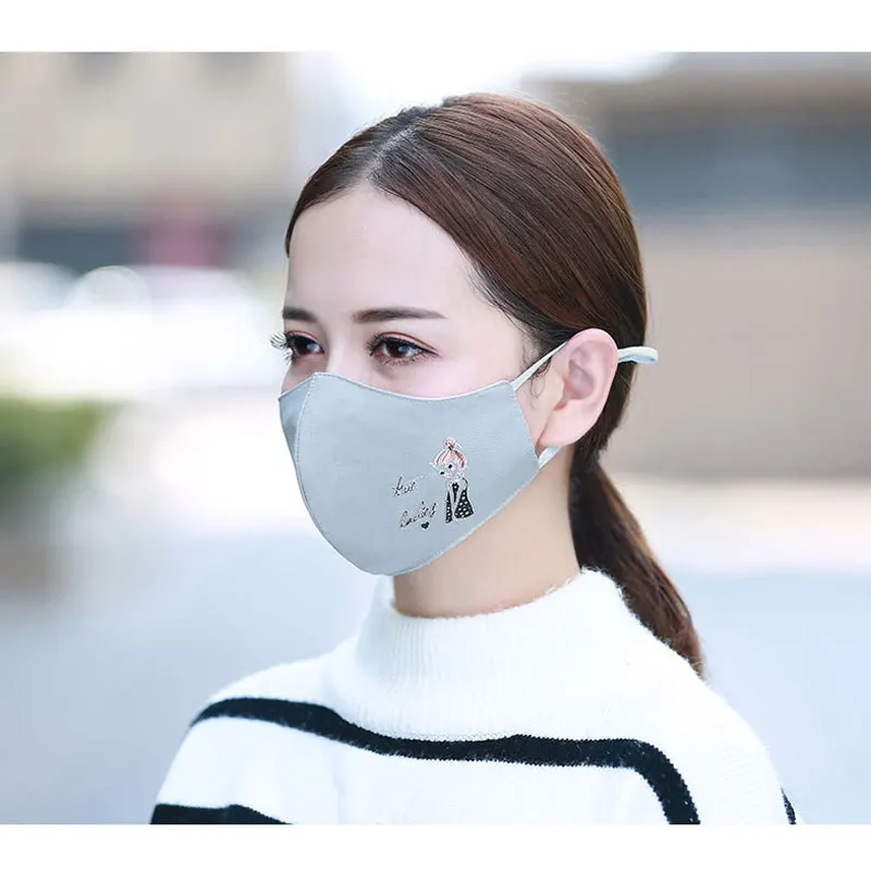1 шт., модная маска для лица и рта для девочек, противопылевая маска, фильтр, ветронепроницаемая маска для рта, защита от бактерий, маски для лица для защиты от гриппа, уход, многоразовые