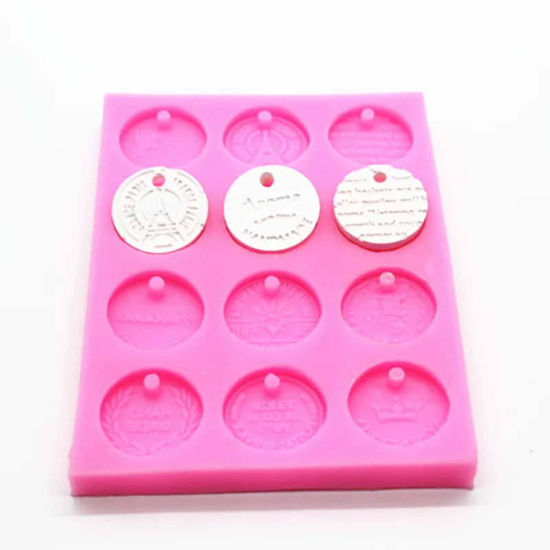 3D coin Round Plaster Tablet silicone mold aromatherapy Gypsume Pendant ornaments mould