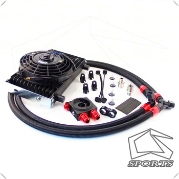 

13 Row Trust Oil Cooler Thermostat Sandwich Plate Kit +7" Electric Fan kit