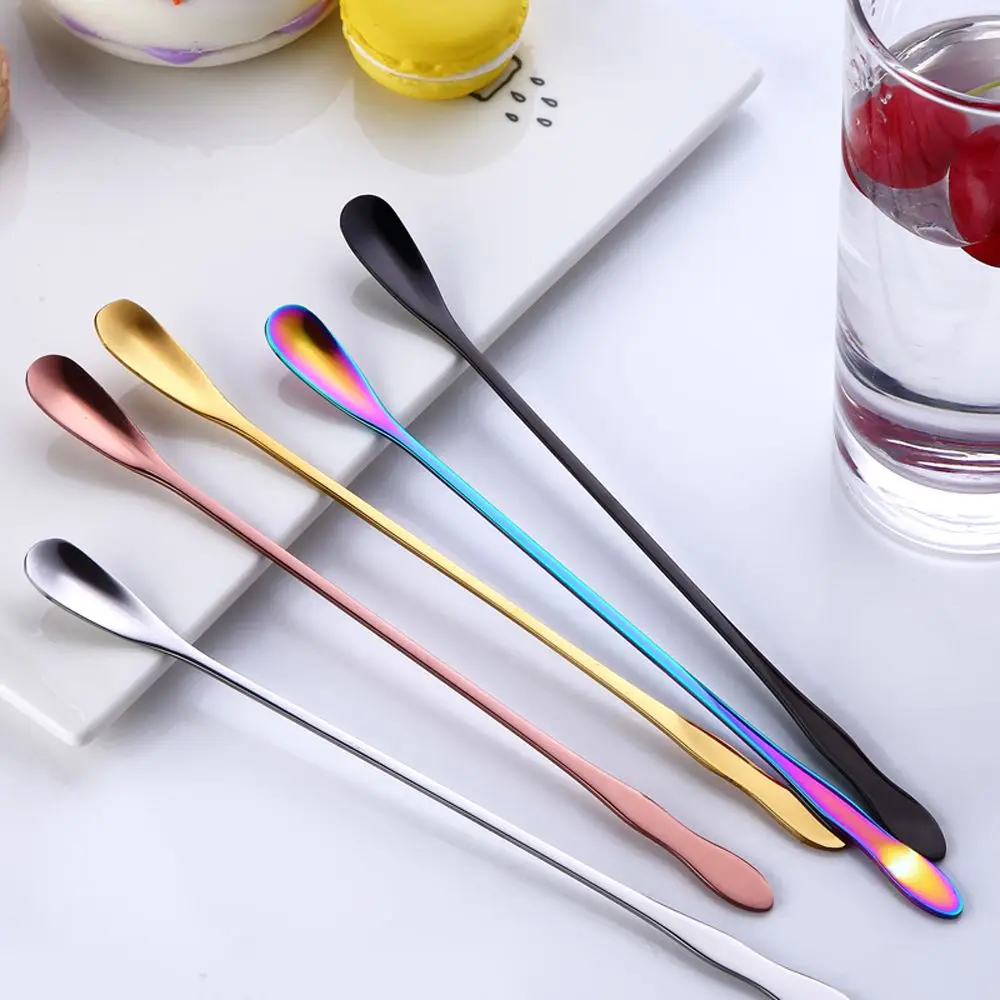 

1PC Stainless Steel Coffee Spoon With Long Handle Kitchen Colorful Coffee Scoops Dessert Tea Spoon Useful Kitchen Tools