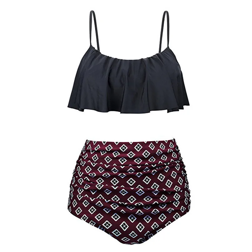 Women High Waist Bikinis Set Swimwear Swimuit Female Retro Beachewear Bikini Set 2019 new hoty sale #4A01 (3)