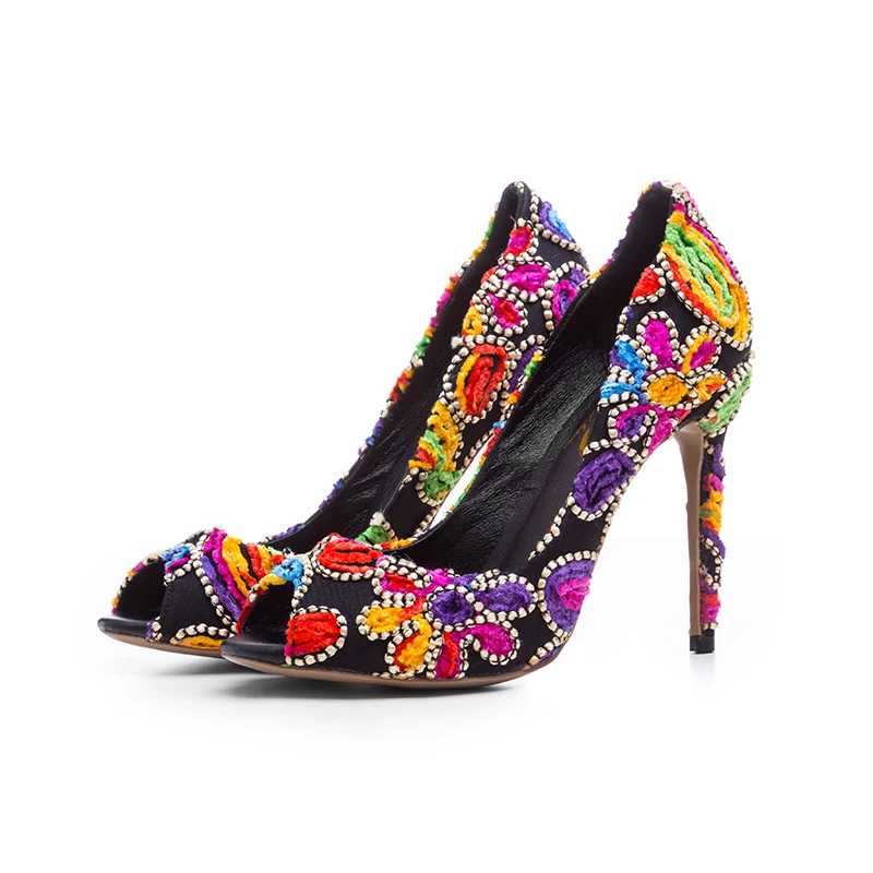 5 Plus Pompes Talons Haute Élégant Peep Initiale Toe Chaussures 10 Femme Taille Broder De Mince Femmes Ef0091 3 La Mode Magnifique L'intention xZCRvqqw