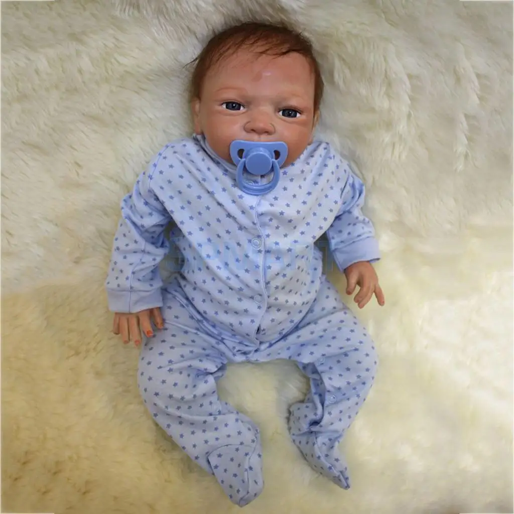 

Real Life 18inch Reborn Doll Kits Vinyl Newborn Baby Doll with Rooting Hair, Clothes, Magnetic Pacifier, Nursing Bottle