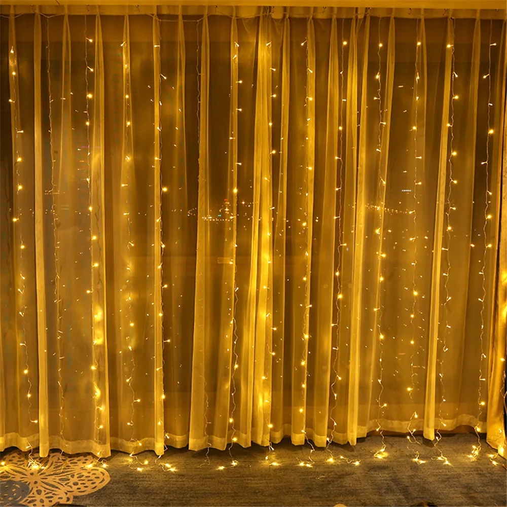 

3*3m Romantic Curtain Light String Fashion Bedroom Cozy LED Light Valentines Wedding Festival Decorative Lamp EU US UK Plug