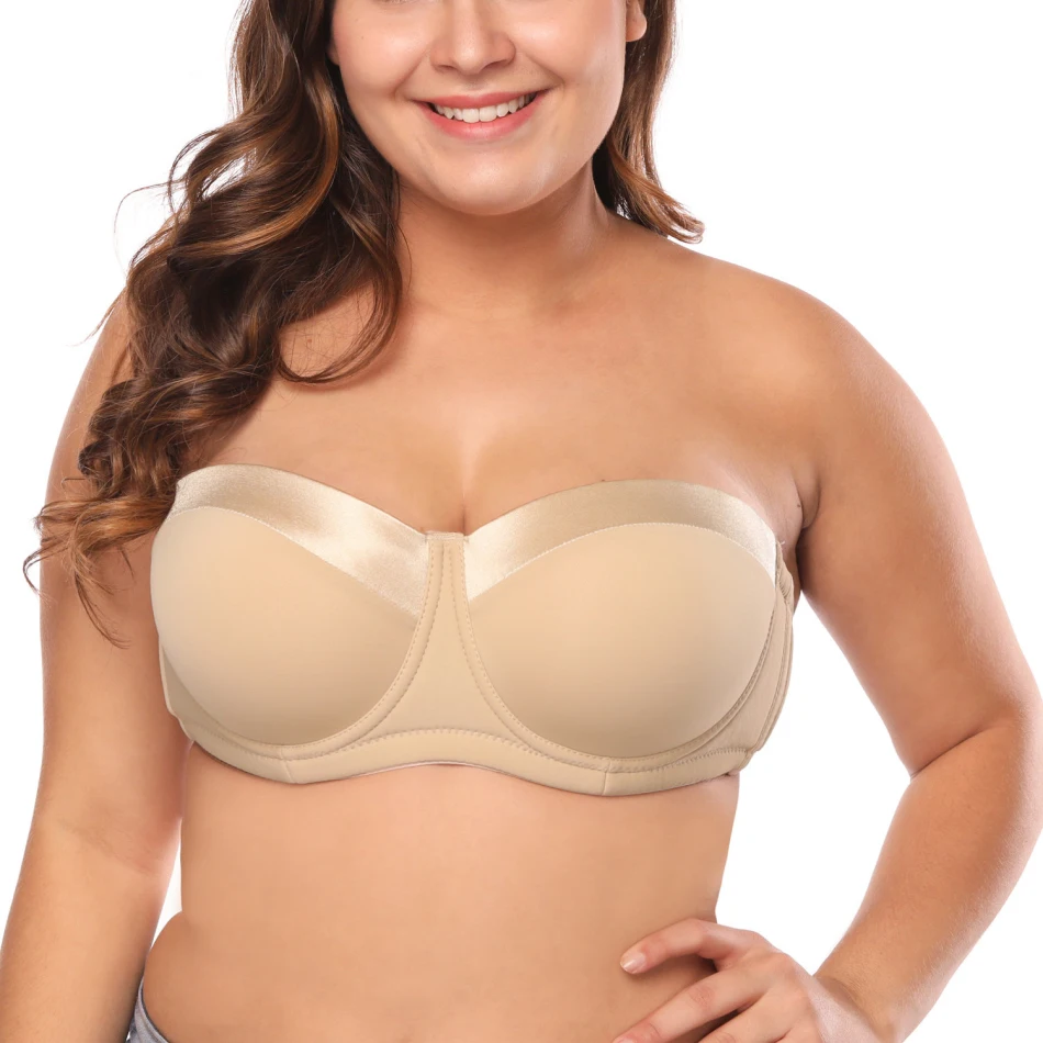 Women Strapless Bra Plus size for Large Bust 34-46 C/D/DD/E Half Cup Multiway Balconette Bra JM059