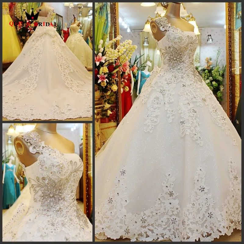 Свадебное платье с длинным шлейфом, бальное платье, Новое поступление, Роскошные свадебные платья с кристаллами и бисером, размеры на заказ, JX20