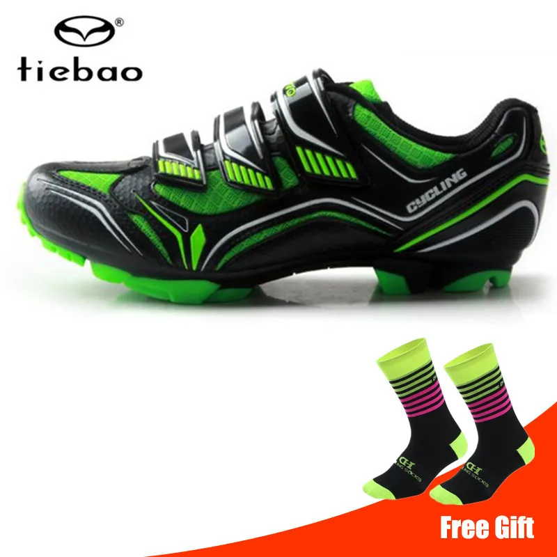 Tiebao sapatilha ciclismo mtb велосипедная обувь добавить педаль SPD набор мужские кроссовки женские горный велосипед спортивная обувь для верховой езды - Цвет: add socks