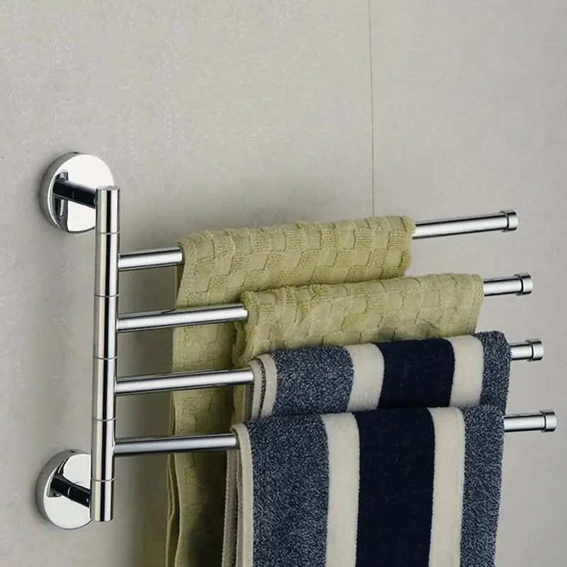 Stainless Steel Bathroom Towel Holder 2/3/4 Swivel Towel Rail Hanger