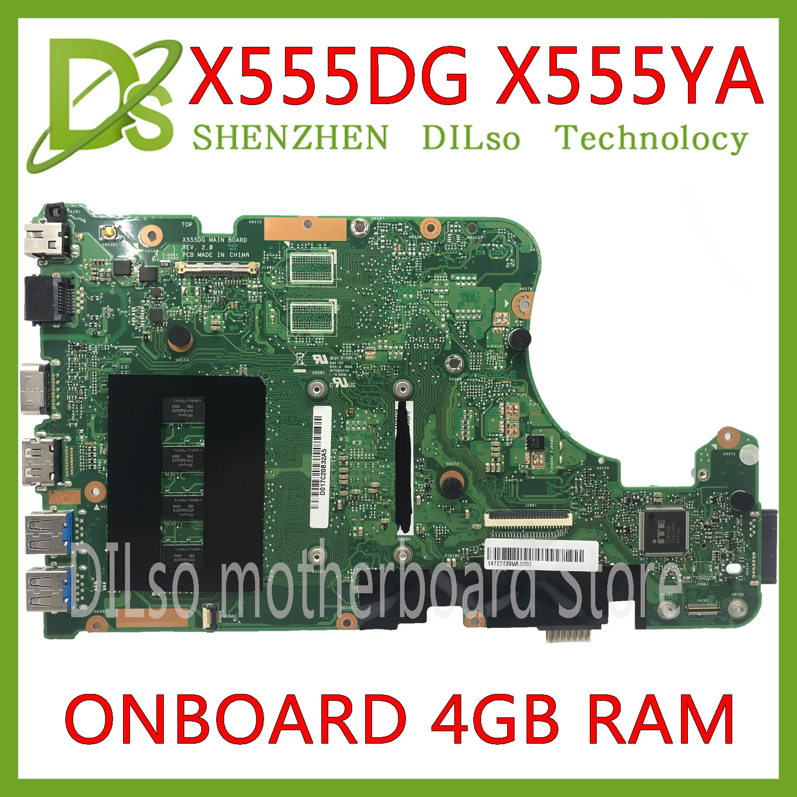 KEFU X555DG материнская плата для ASUS X555YI X555YA X555D A555DG X555QG X555Y ноутбука E1 7010 4 Гб REV2.0