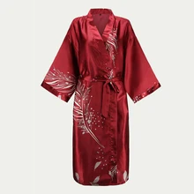 Высококачественная шелковая ночная рубашка женская одежда для сна свободный халат шелковистый халат с длинным рукавом Свадебный халат для невесты