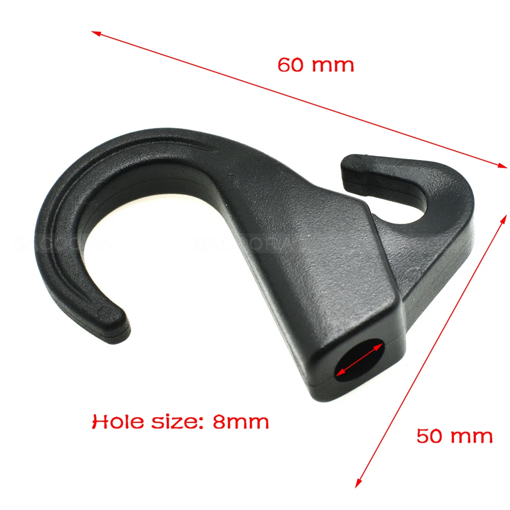 

1pcs 8mm Hole Plastic Camping Outdoor EDC Tool Snap Hook Backpack Strap Buckle For Bungee Paracord Black