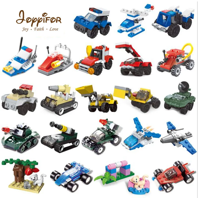 

Joyyifor 22 kinds Military Tank Aircraft Fire truck Racing car Animal LegoINGlys Building Blocks Toys Best Gift To Children