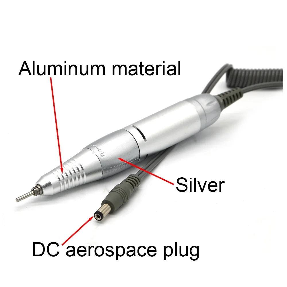 Профессиональный Металлический электрический дизайн ногтей пилочка для ногтей ручная дрель для маникюра и педикюра, фрезер на Ручка сменная ручка для конических фрез для рук - Цвет: Silver DC A