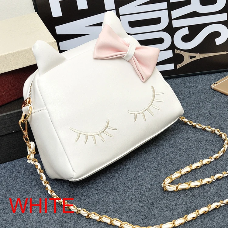 Handtasche 50 Pu Mädchen Teile Kleine Mode Nette Katze Schüchtern Ohr leder los Umhängetasche Orecchiette Bogen 8U8rwqvt