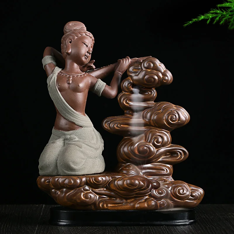 

Apsara guitar back cone aromatic fragrance incense censer ceramic incense incense smoke ceremony hot waterfall view