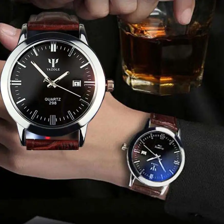 

YAZOLE Mens Watches Calendar Date Analog Quartz Mens Waterproof WristWatch Business Style Men Watch Relojes mujer #XJYW