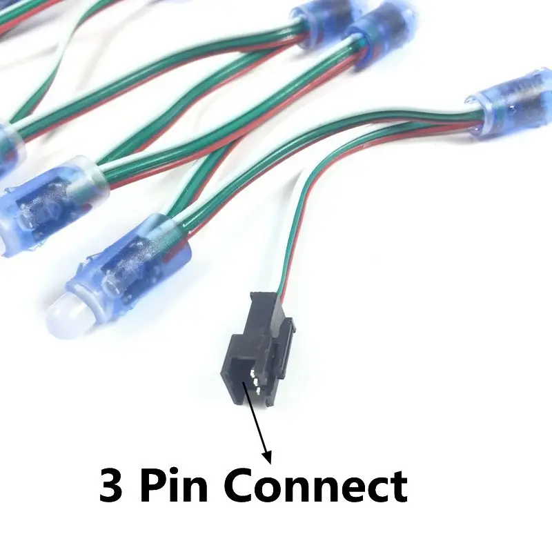 50 шт./блок DC5V WS2811 Светодиодный модуль пикселей, черный/зеленый/белый/RGW провода гирлянды Рождество праздник, адресуемый, IP68 водонепроницаемый