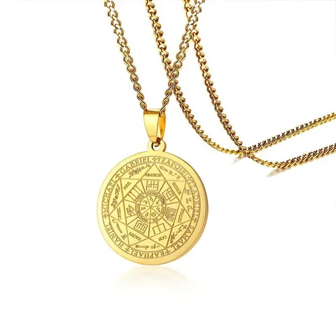 Archangels Seal Talisman Angel Jewelry Magic Pendant Occult Necklace Gabriel Zadkiel Samael Raphael Stainless Steel