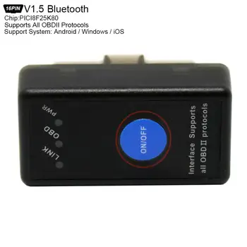 

ELM327 PICI8F25K80 Bluetooth4.0 v1.5 Car Scanner Wireless Auto Interface Code Readers Diagnostic Tool OBDII Protocols + Switch
